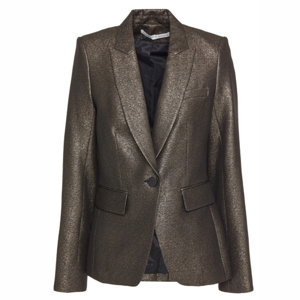 🎉HP🎉 VERONICA BEARD Cutaway Dickey Lamé Blazer Jacket Black Bronze